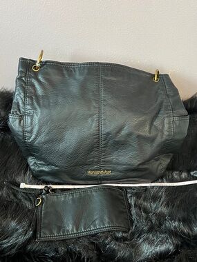 Montana West Black Leather Shoulder Bag with Wristlet